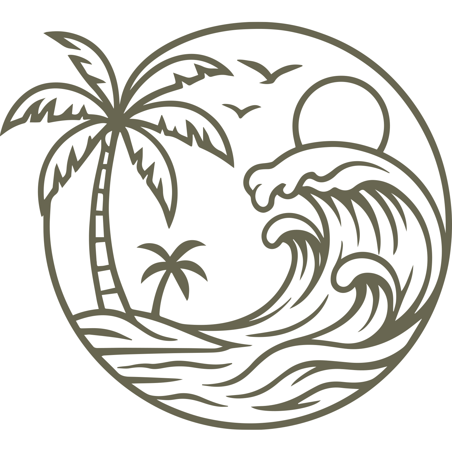 Tropical Wave with Palm Trees Delrin Leather Stamp