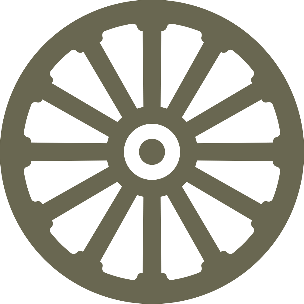 Classic wagon wheel design featuring a circular frame, central hub, and evenly spaced spokes.