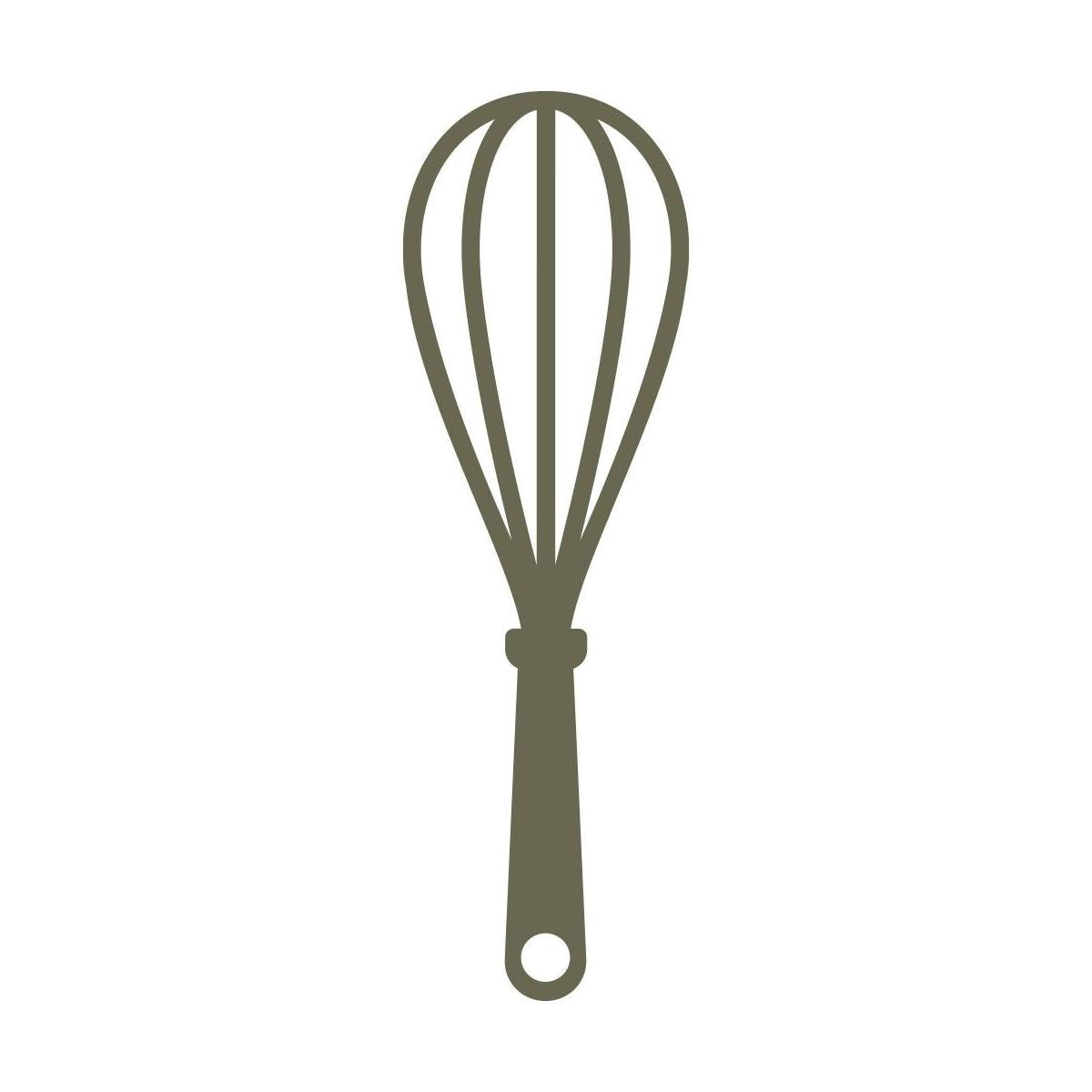Minimalist whisk design featuring a streamlined handle and curved wire loops in a clean silhouette.