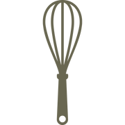 Minimalist whisk design featuring a streamlined handle and curved wire loops in a clean silhouette.