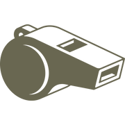 Minimalist sports whistle design featuring a cylindrical chamber and rectangular mouthpiece in a clean, stylized shape.