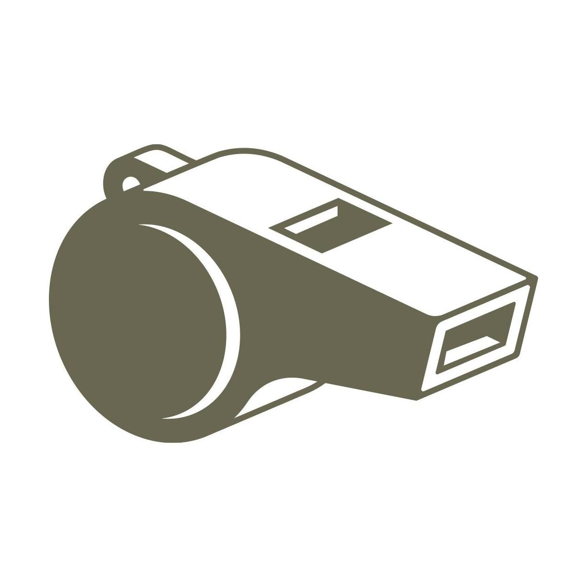 Minimalist sports whistle design featuring a cylindrical chamber and rectangular mouthpiece in a clean, stylized shape.