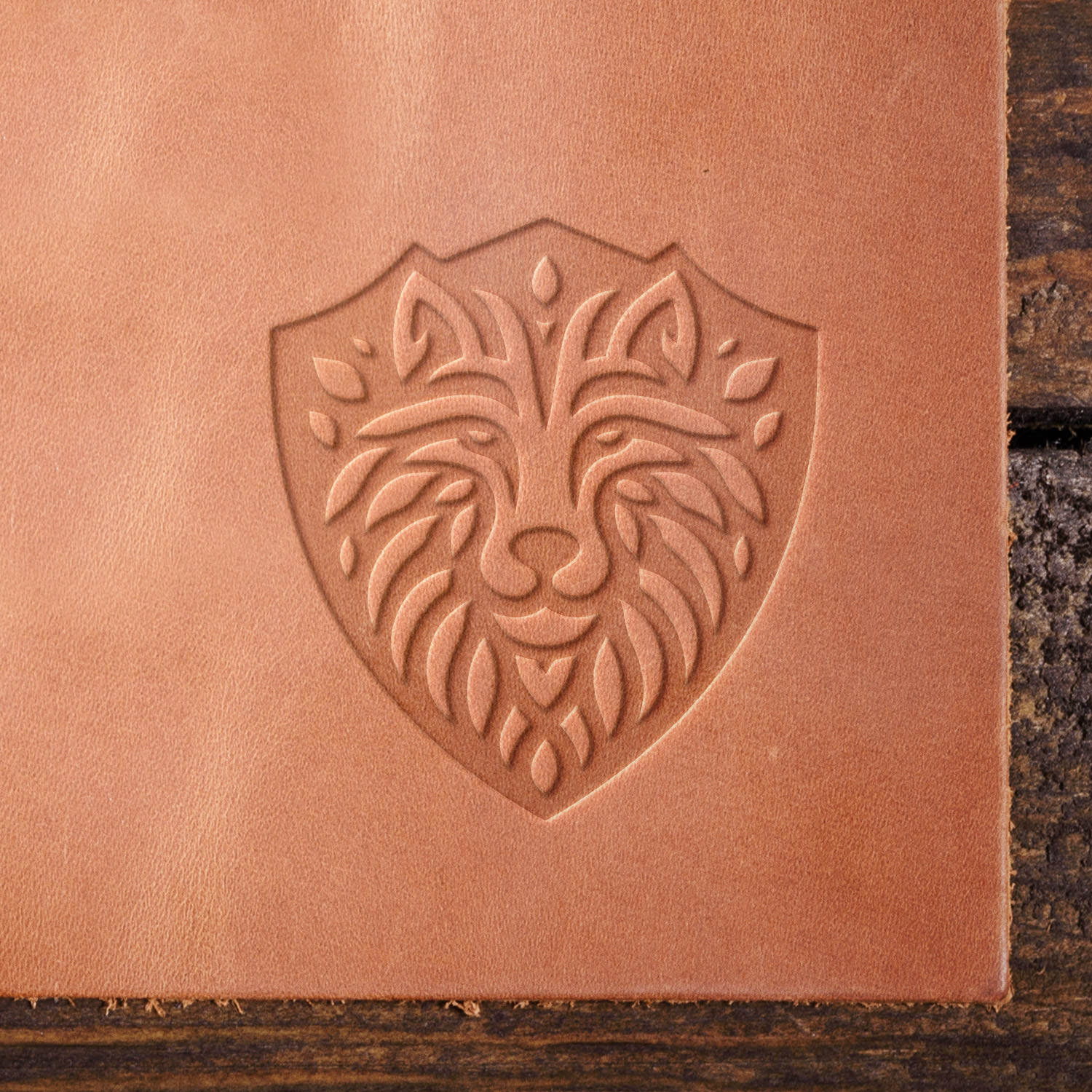 Wolf Shield Delrin Leather Stamp