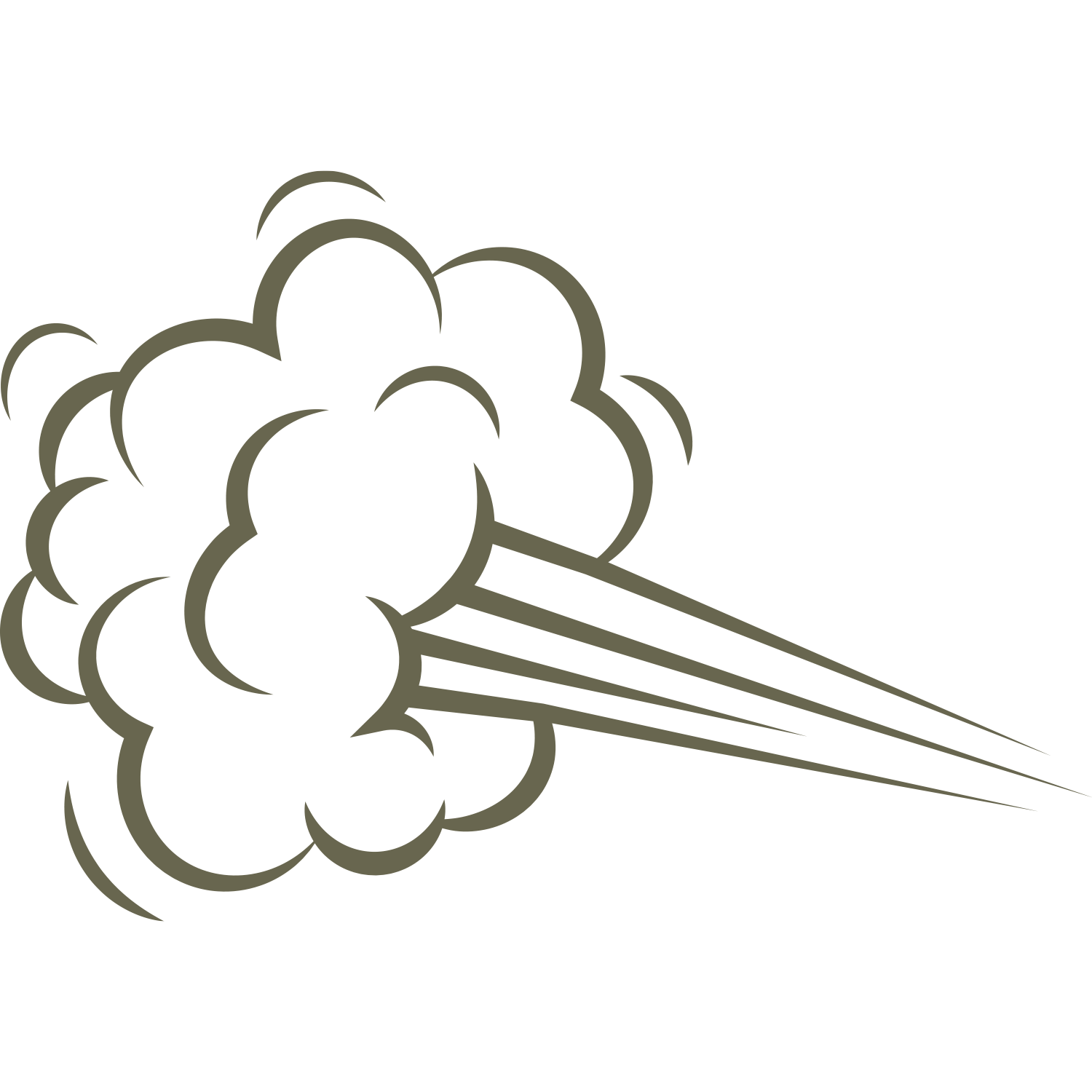 Cartoon-style wind burst with swirling cloud puffs and sharp motion lines—designed for Delrin leather stamping.