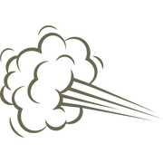 Cartoon-style wind burst with swirling cloud puffs and sharp motion lines—designed for Delrin leather stamping.