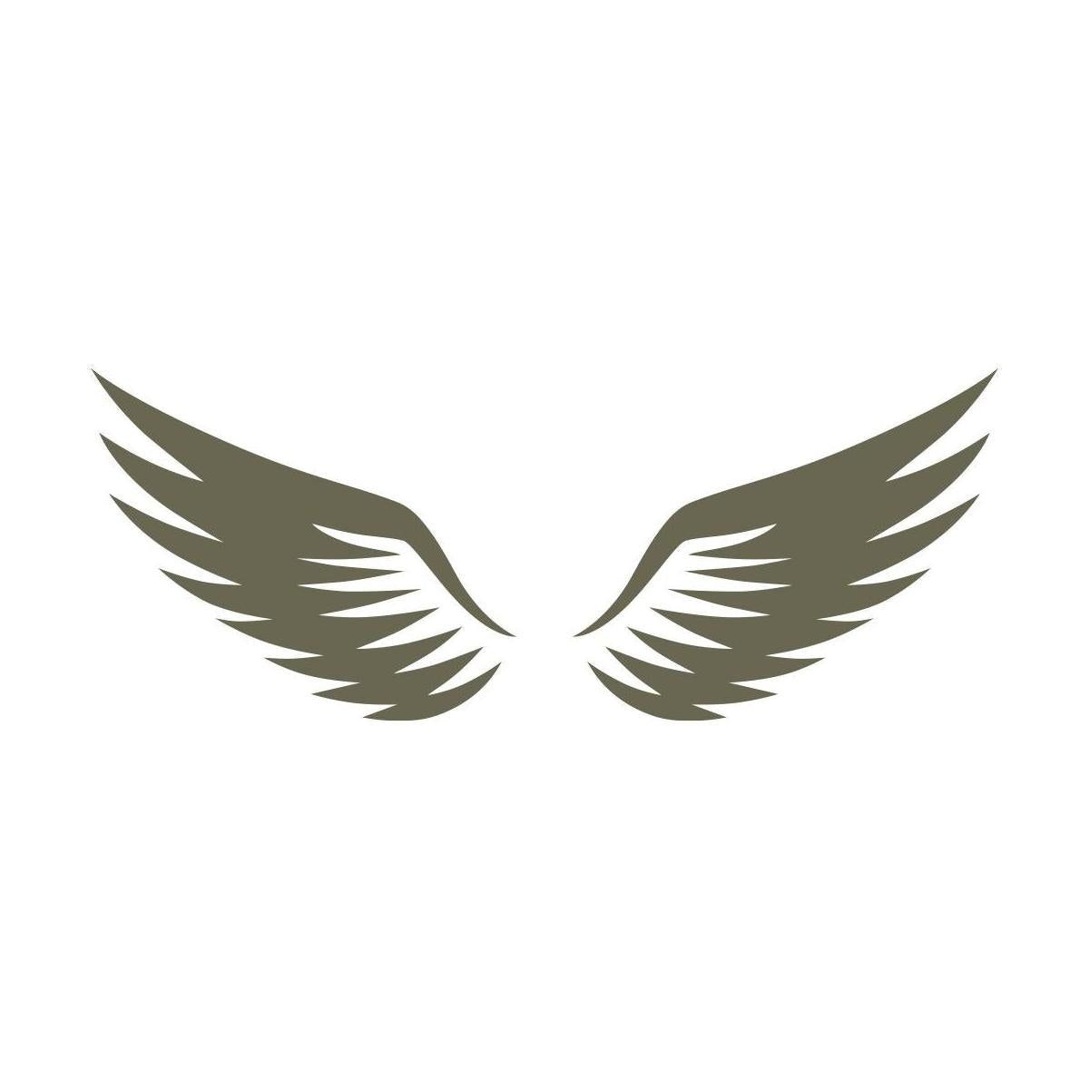 Minimalist wing design featuring two symmetrical, curved wings with layered feathers.