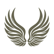 Symmetrical angel wings with flowing feather details, designed as a Delrin leather stamp. A striking design for adding a sense of freedom or divinity to leatherwork.