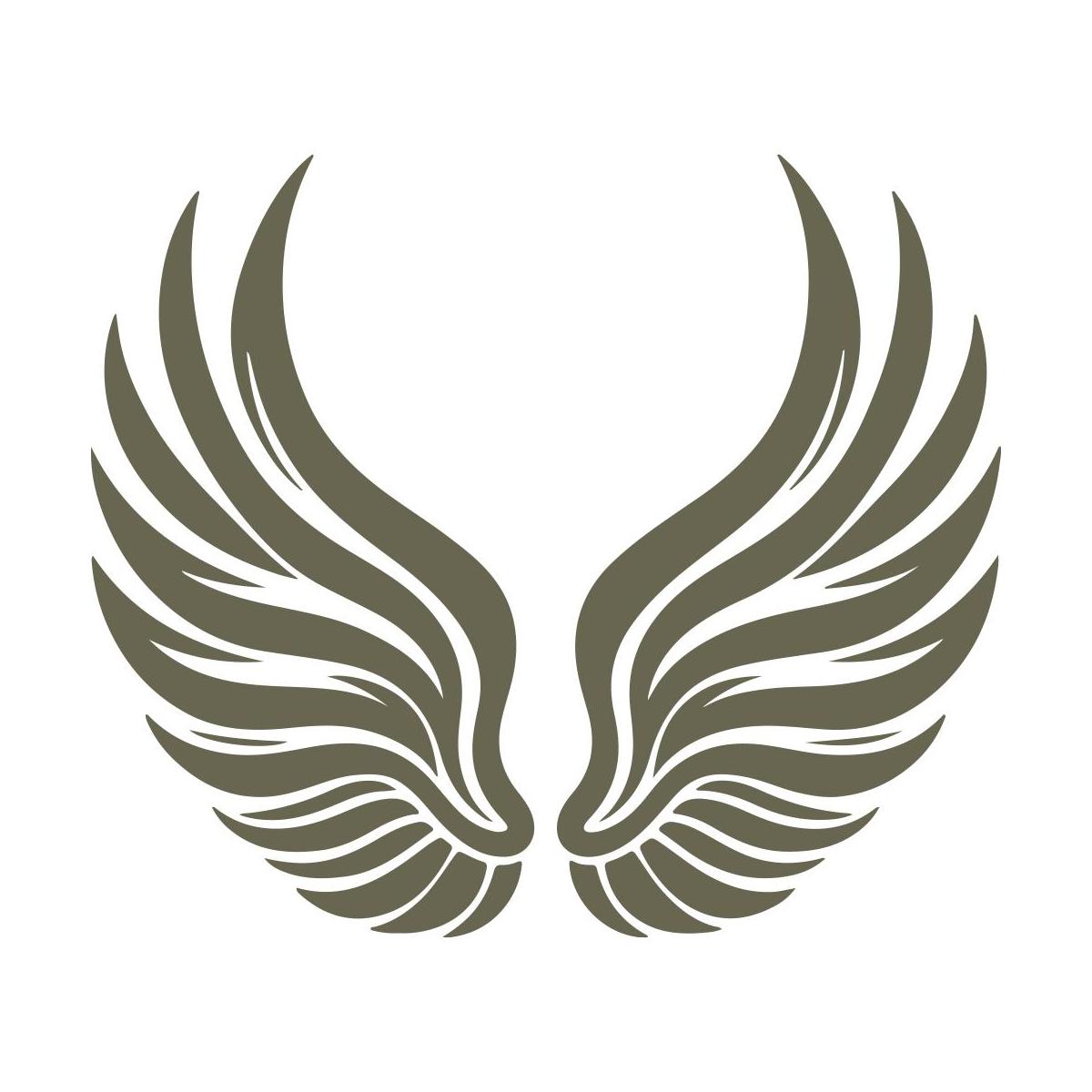 Symmetrical angel wings with flowing feather details, designed as a Delrin leather stamp. A striking design for adding a sense of freedom or divinity to leatherwork.