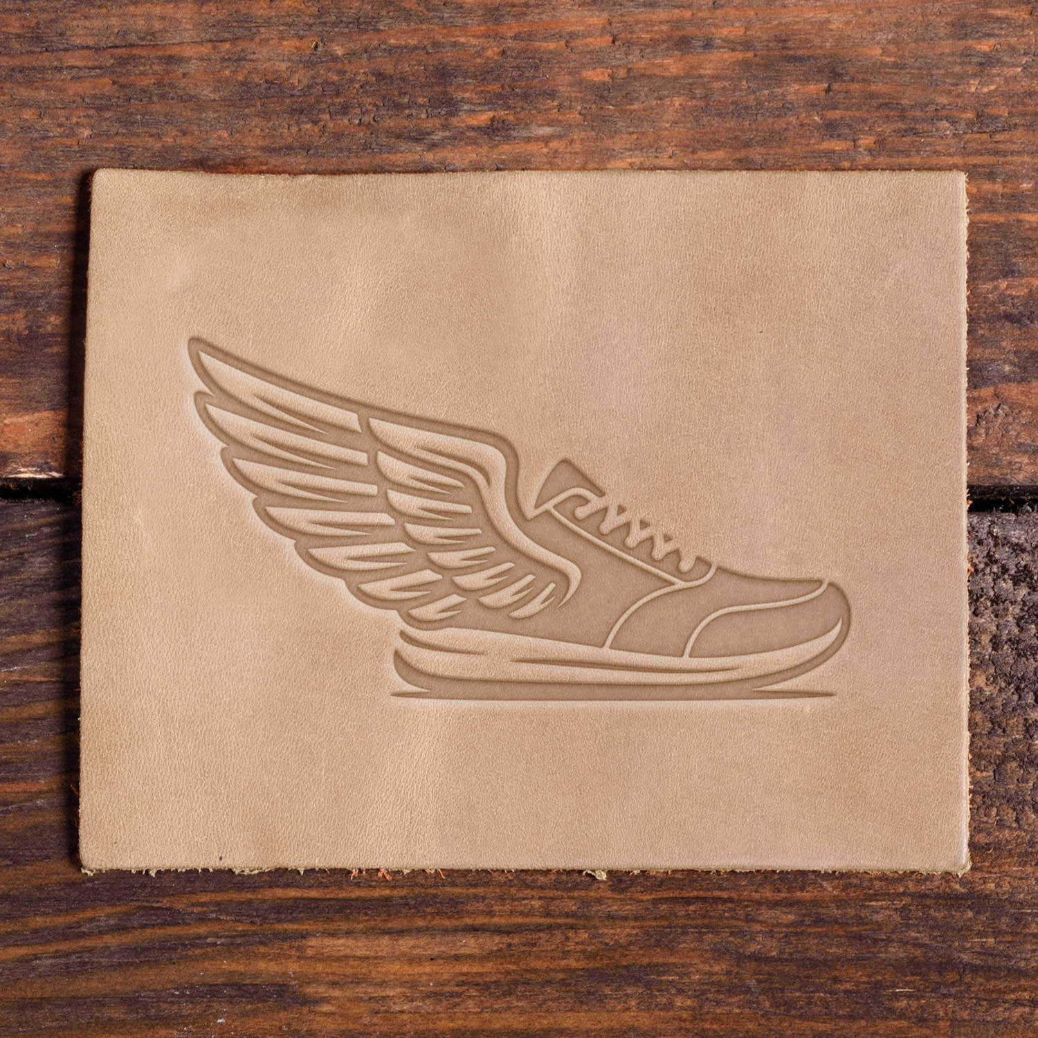 Running Shoe with Wings Delrin Leather Stamp