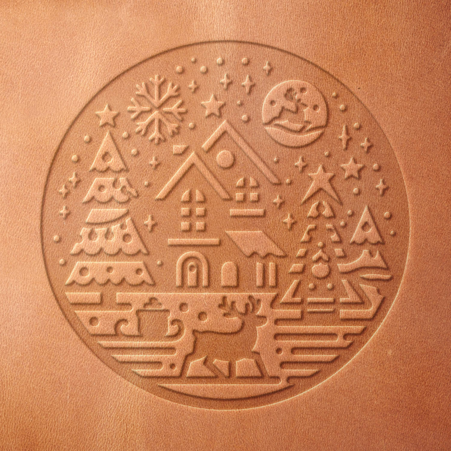 Winter House Scene Delrin Leather Stamp