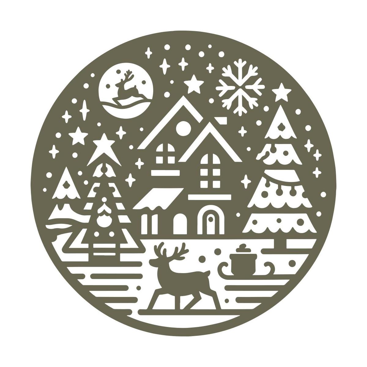 Winter House Scene Delrin Leather Stamp