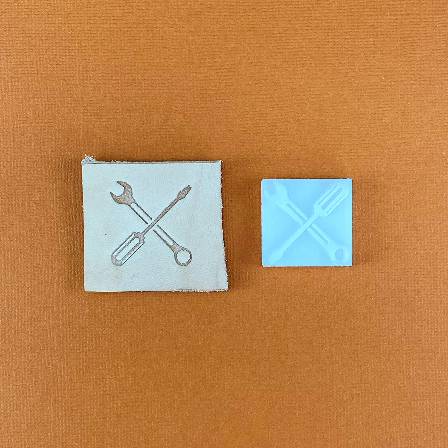 Screwdriver and Wrench Crossed Delrin Leather Stamp