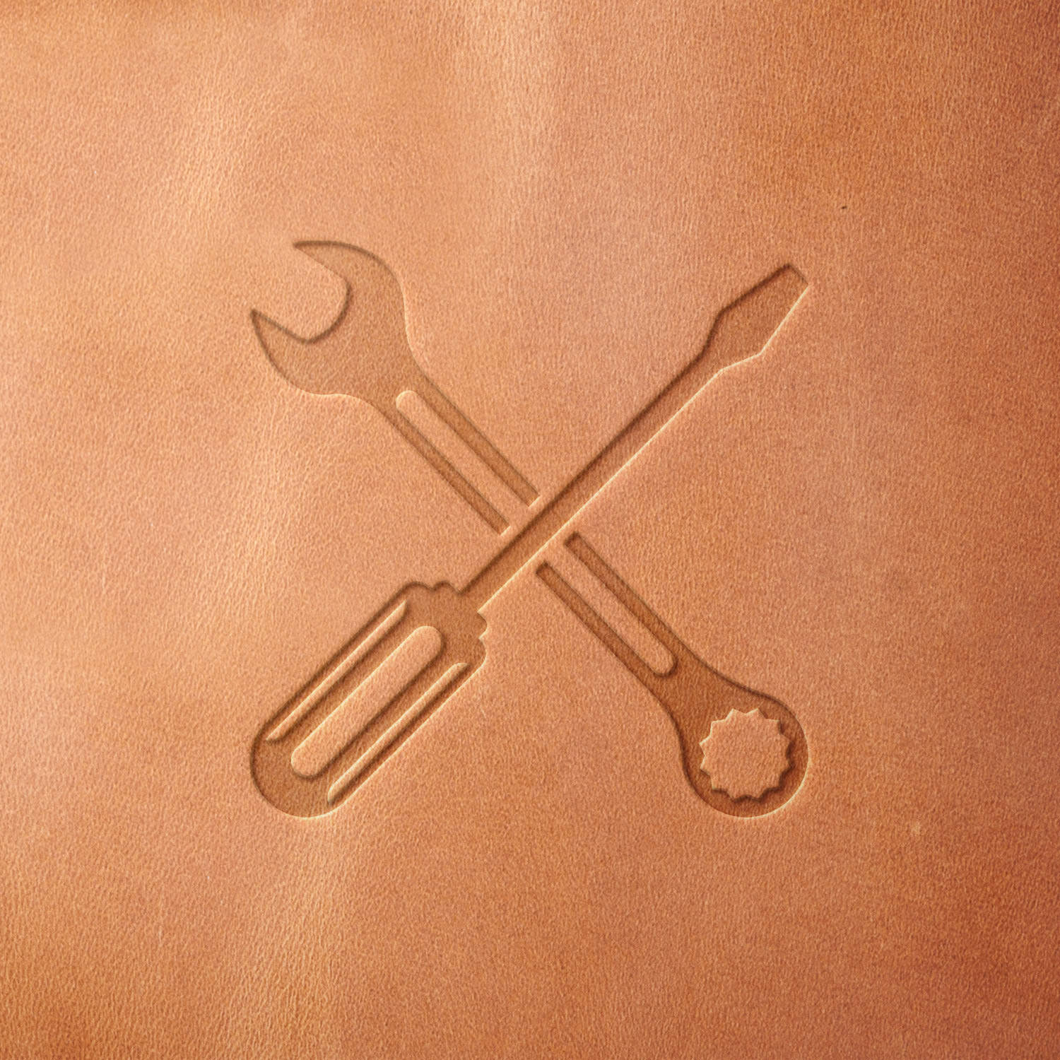 Screwdriver and Wrench Crossed Delrin Leather Stamp