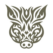 Stylized boar head design leather stamp made from Delrin for wildlife and hunting-themed leatherworking projects