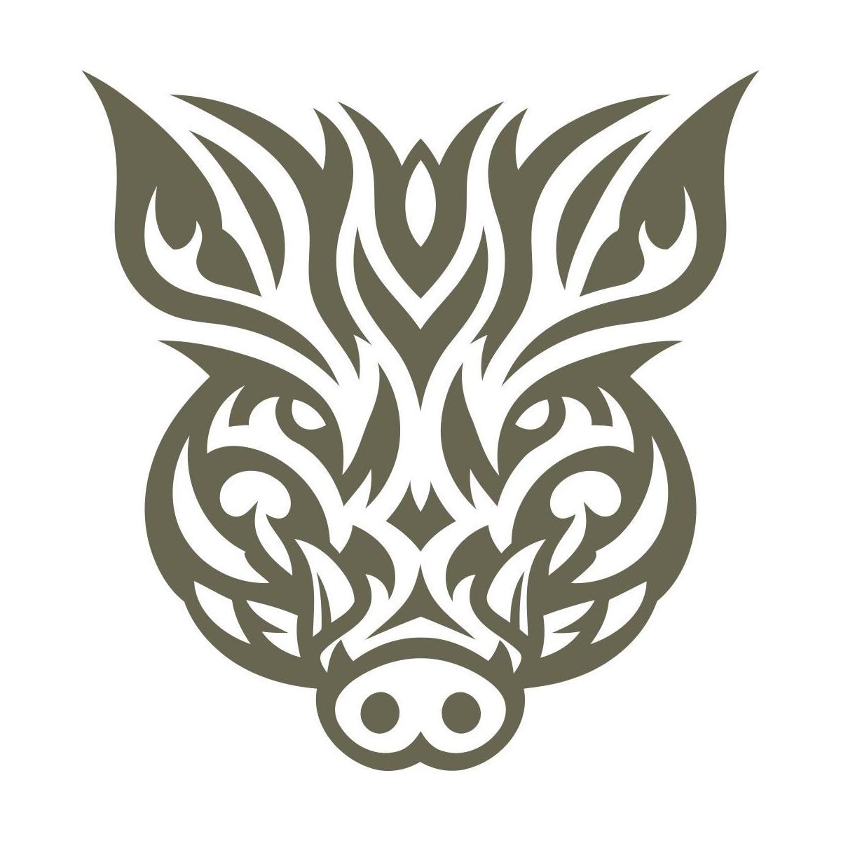 Stylized boar head design leather stamp made from Delrin for wildlife and hunting-themed leatherworking projects
