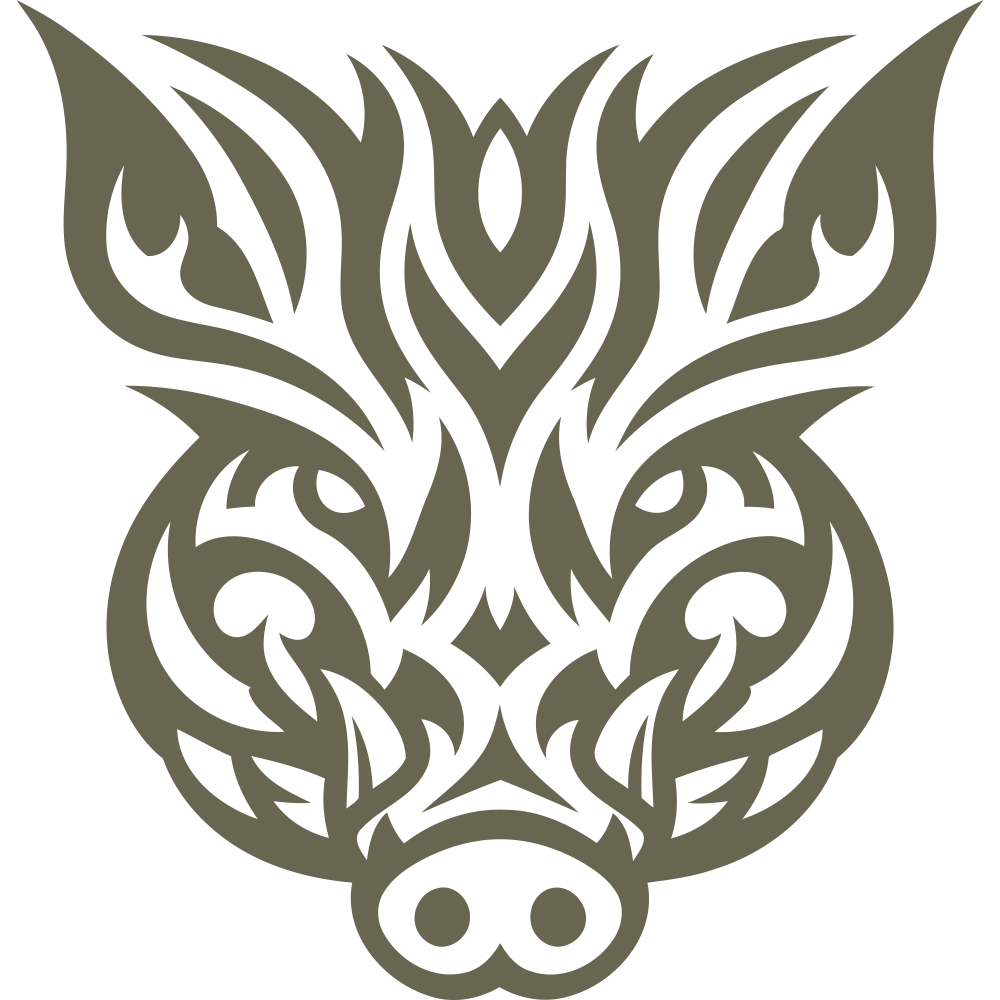 Stylized boar head design leather stamp made from Delrin for wildlife and hunting-themed leatherworking projects