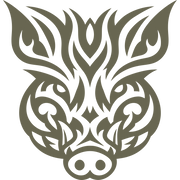 Stylized boar head design leather stamp made from Delrin for wildlife and hunting-themed leatherworking projects