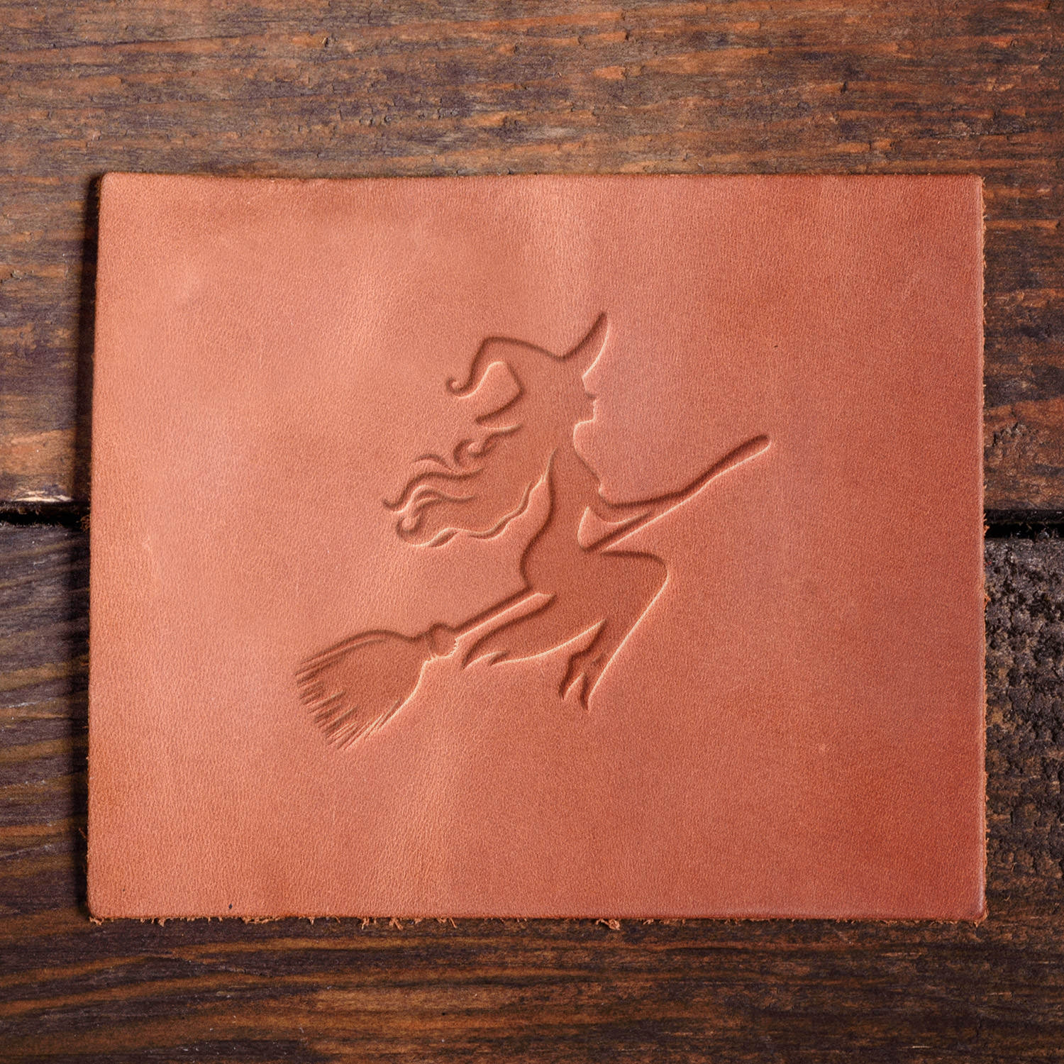 Witch on Broom Delrin Leather Stamp