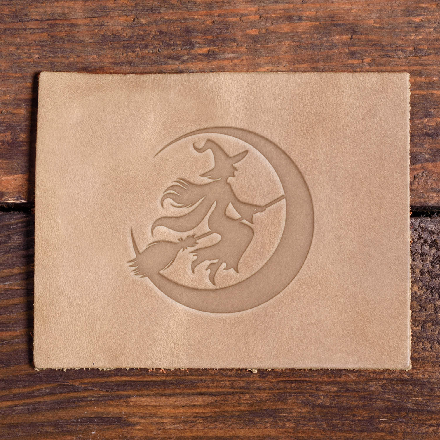 Witch Flying Over Moon Delrin Leather Stamp