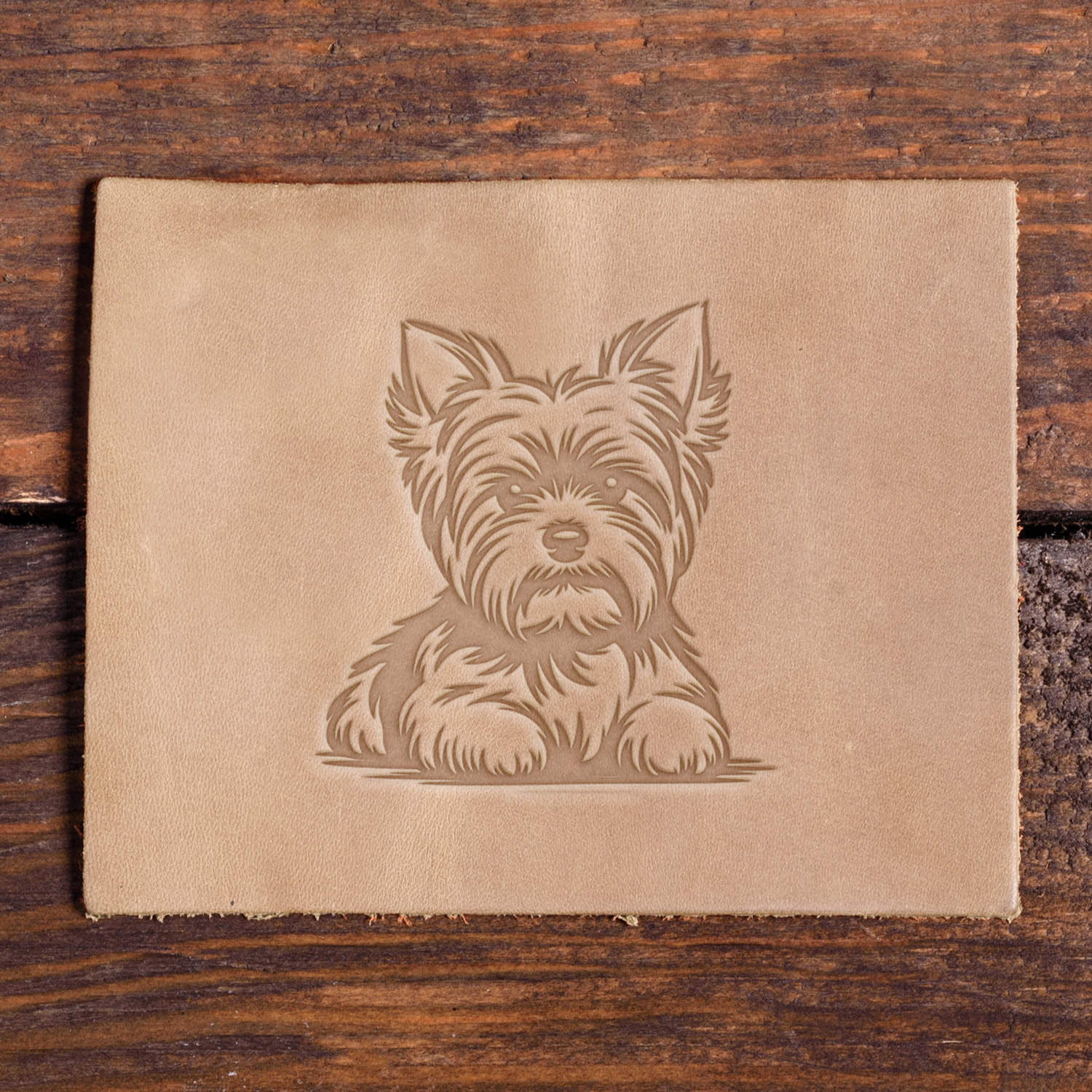 Yorkshire Terrier Dog Delrin Leather Stamp