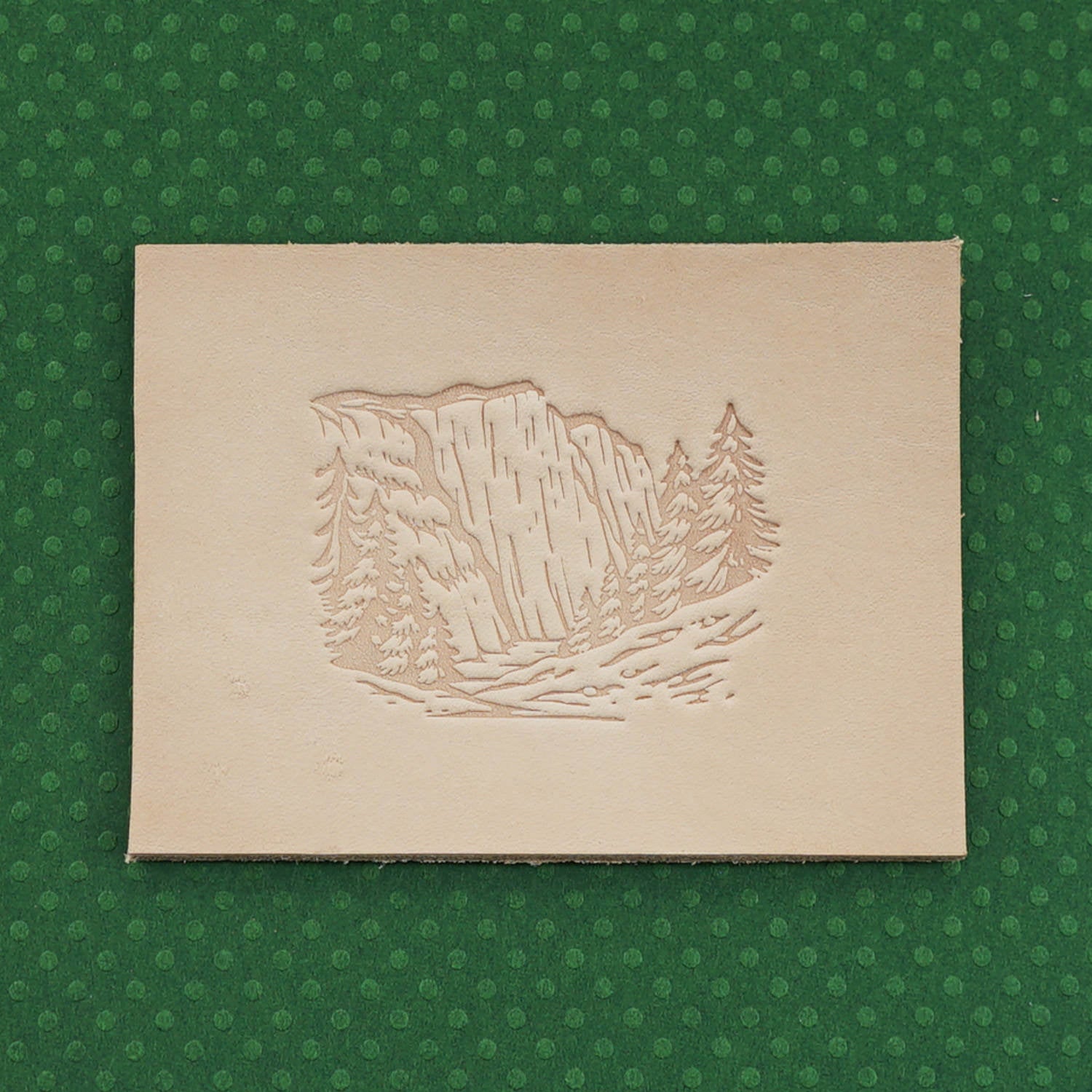 Yosemite Mountain Cliff Scene Delrin Leather Stamp