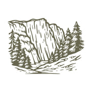 Yosemite mountain and pine tree scene for leather stamping.
