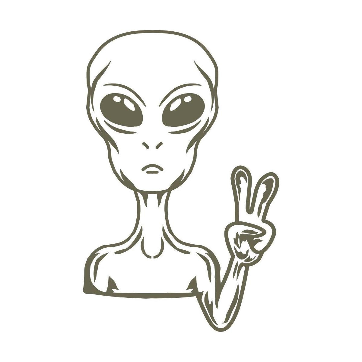 Alien Peace Sign Delrin Leather Stamp