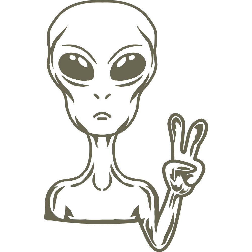 Alien Peace Sign Delrin Leather Stamp