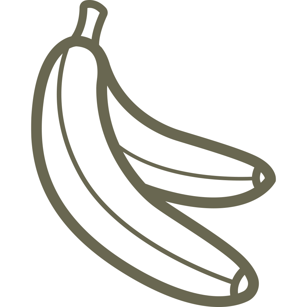 Illustration of a peeled banana with clean, consistent outlines, designed for use as a Delrin leather stamp.