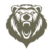 Delrin leather stamp design of a roaring bear head with bold, detailed fur shapes and expressive features.