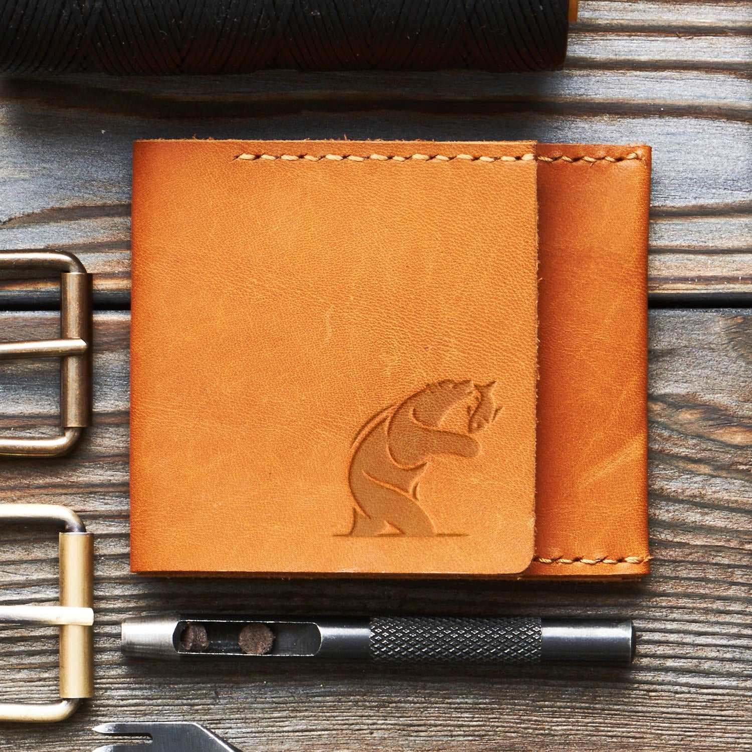 Bear with Fish Delrin Leather Stamp - All Good Leather Co.