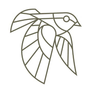 Delrin leather stamp design of a geometric bird with clean, evenly weighted line details.
