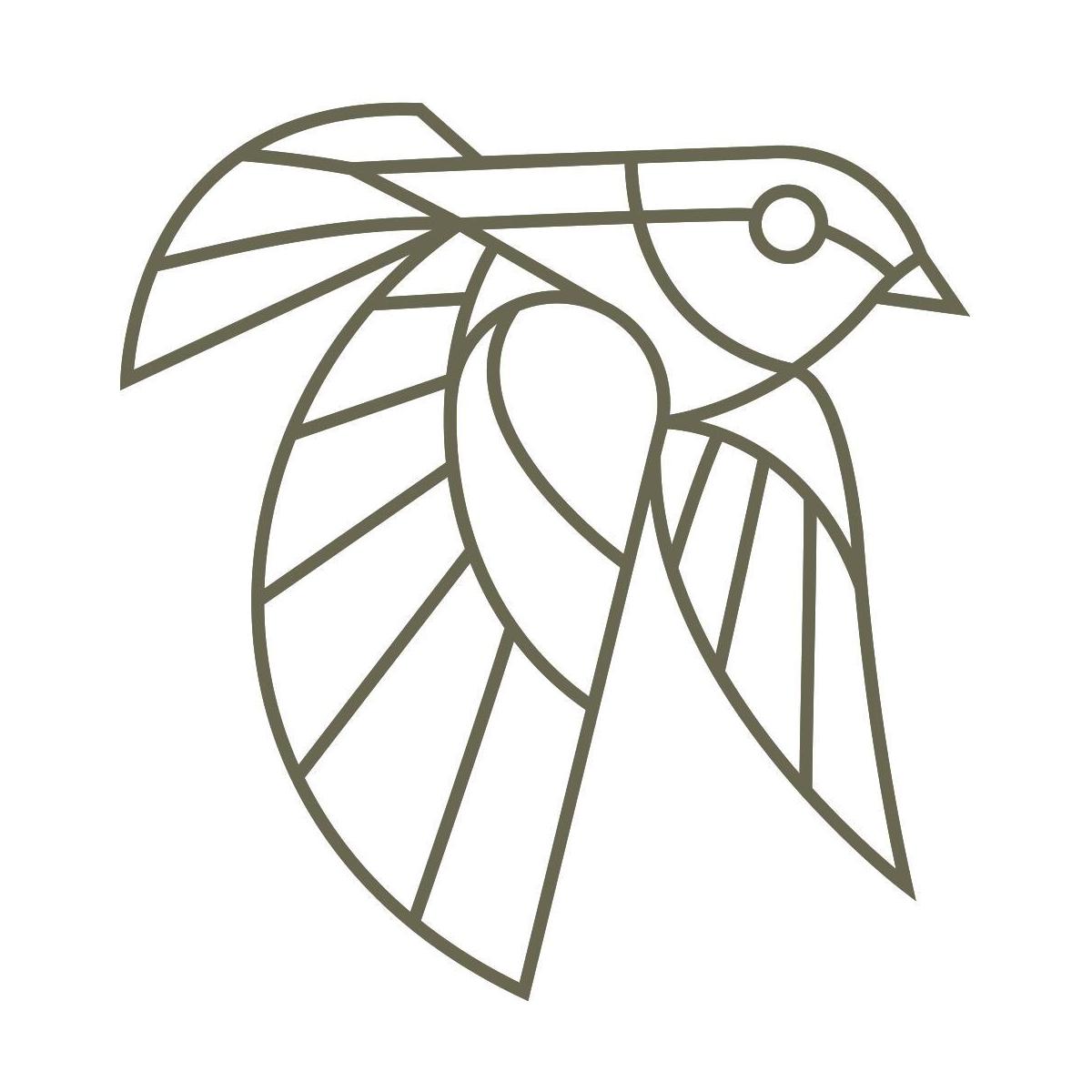 Delrin leather stamp design of a geometric bird with clean, evenly weighted line details.
