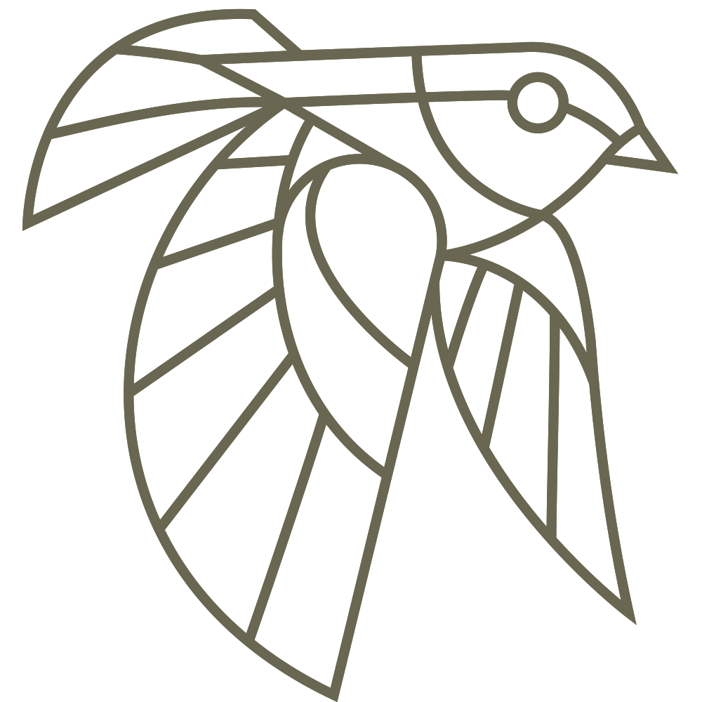 Delrin leather stamp design of a geometric bird with clean, evenly weighted line details.