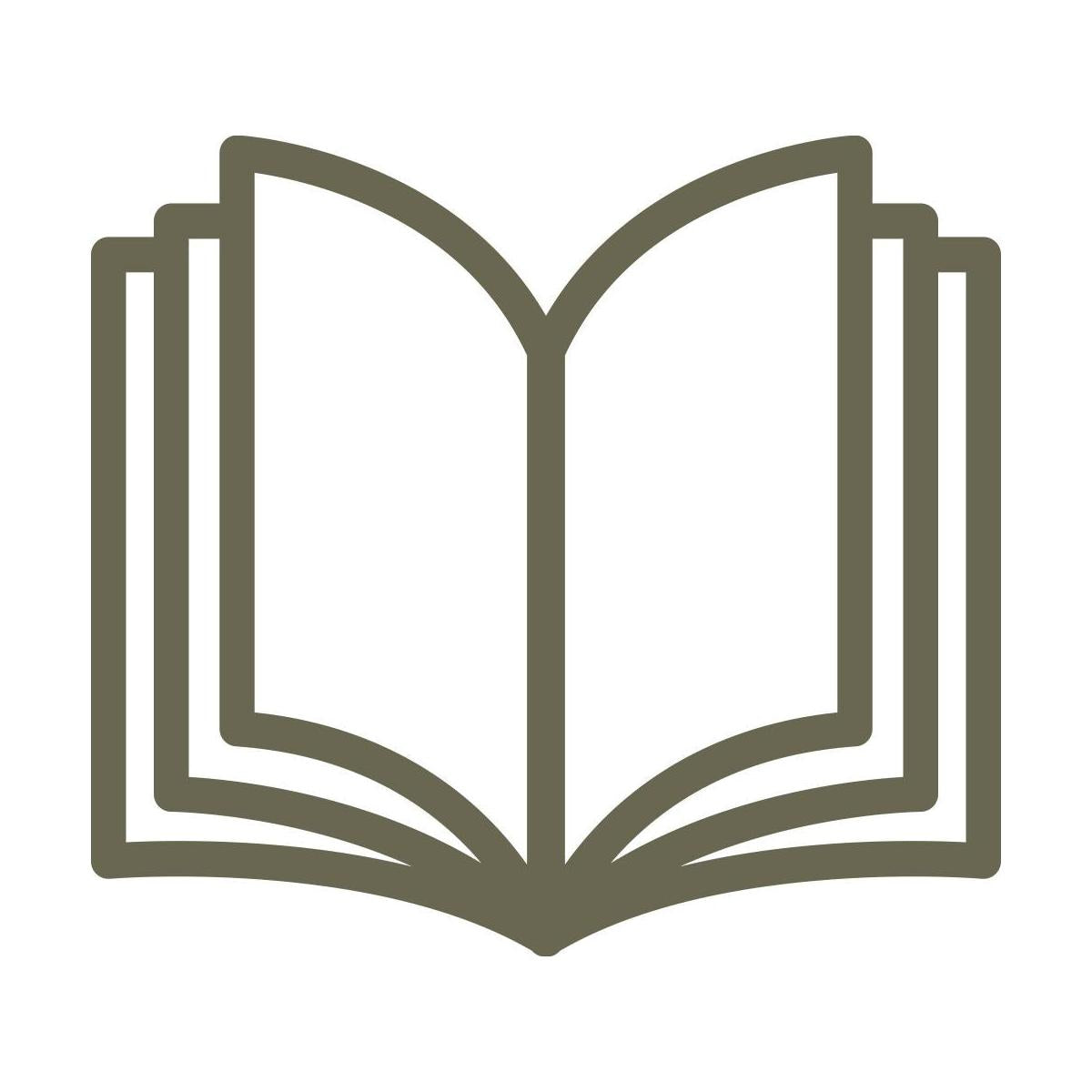 Minimalist open book design, symbolizing knowledge, literature, and education—ideal for leathercraft, engraving, and custom projects.