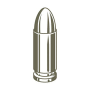 Illustration of a single bullet cartridge shown upright, designed for use as a Delrin leather stamp.