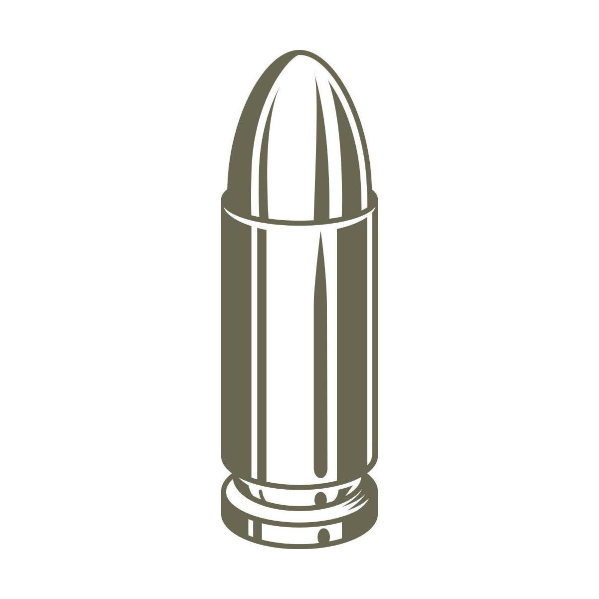 Illustration of a single bullet cartridge shown upright, designed for use as a Delrin leather stamp.