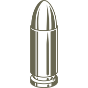 Illustration of a single bullet cartridge shown upright, designed for use as a Delrin leather stamp.