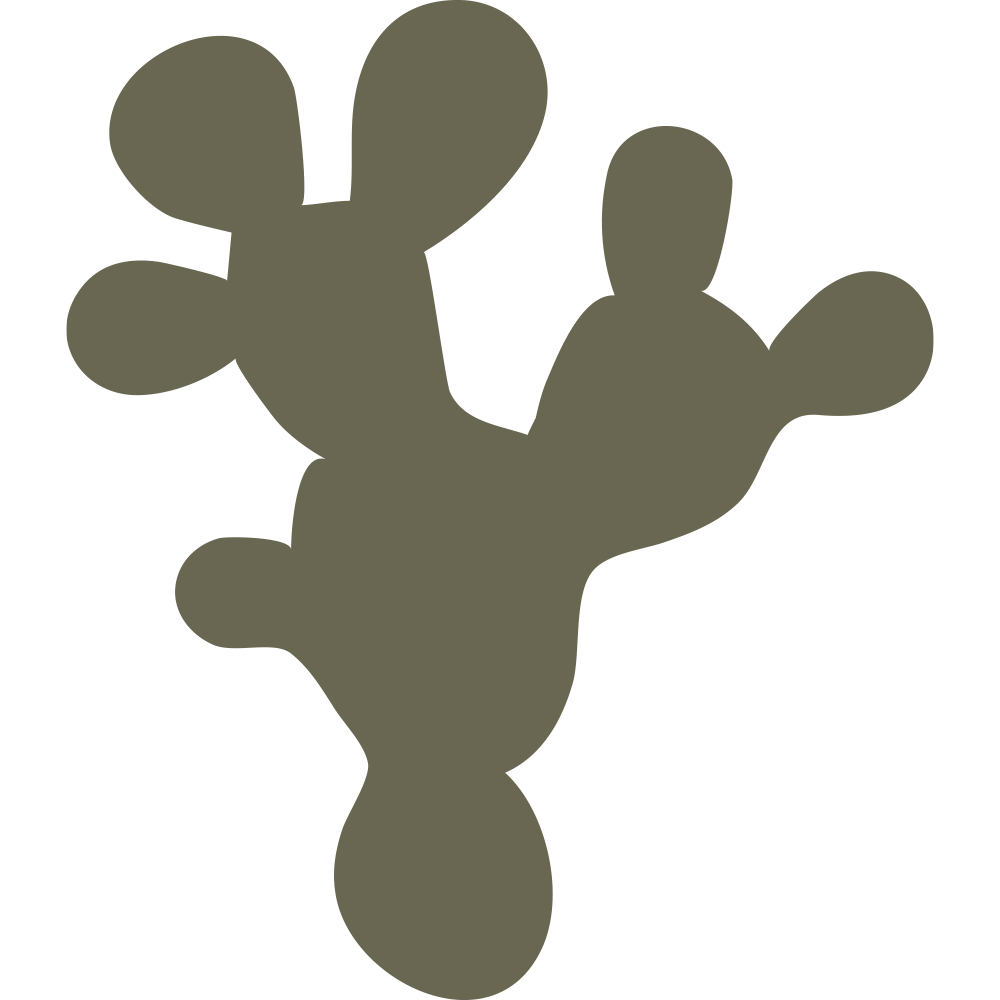 Silhouette illustration of a prickly pear cactus with rounded pads, designed for use as a Delrin leather stamp.
