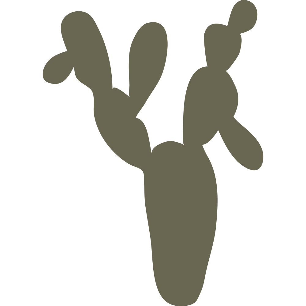 Silhouette illustration of a prickly pear cactus with rounded pads, designed for use as a Delrin leather stamp.