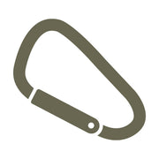 Minimalist carabiner design featuring a simple, open-gate clip shape, ideal for outdoor and climbing gear.