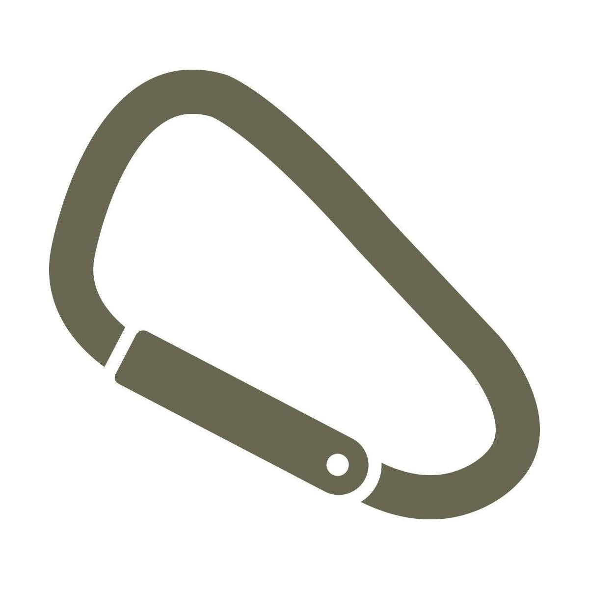 Minimalist carabiner design featuring a simple, open-gate clip shape, ideal for outdoor and climbing gear.