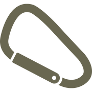 Minimalist carabiner design featuring a simple, open-gate clip shape, ideal for outdoor and climbing gear.