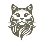 Majestic long-haired cat design featuring expressive eyes and flowing fur, ideal for feline lovers and leathercraft projects.