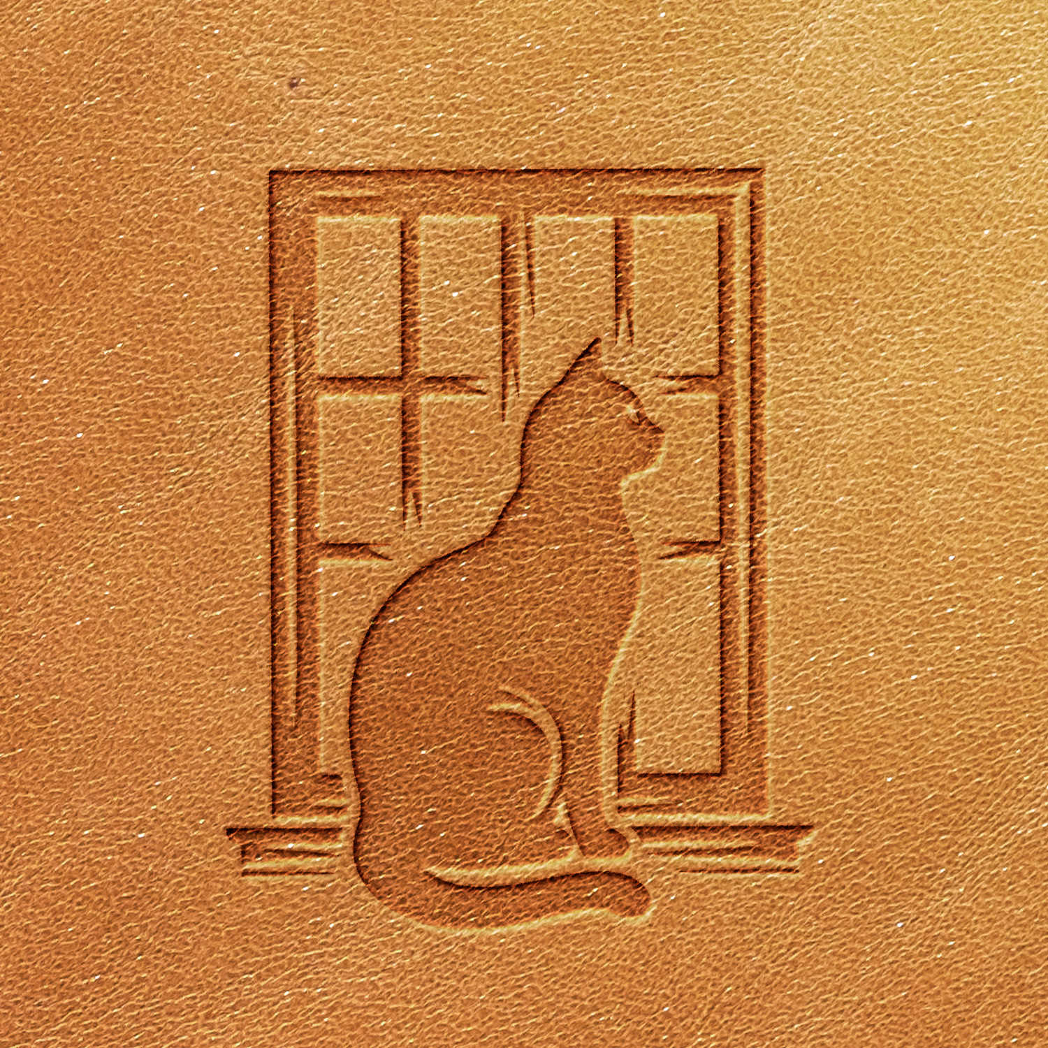 Cat in Window Delrin Leather Stamp - All Good Leather Co.