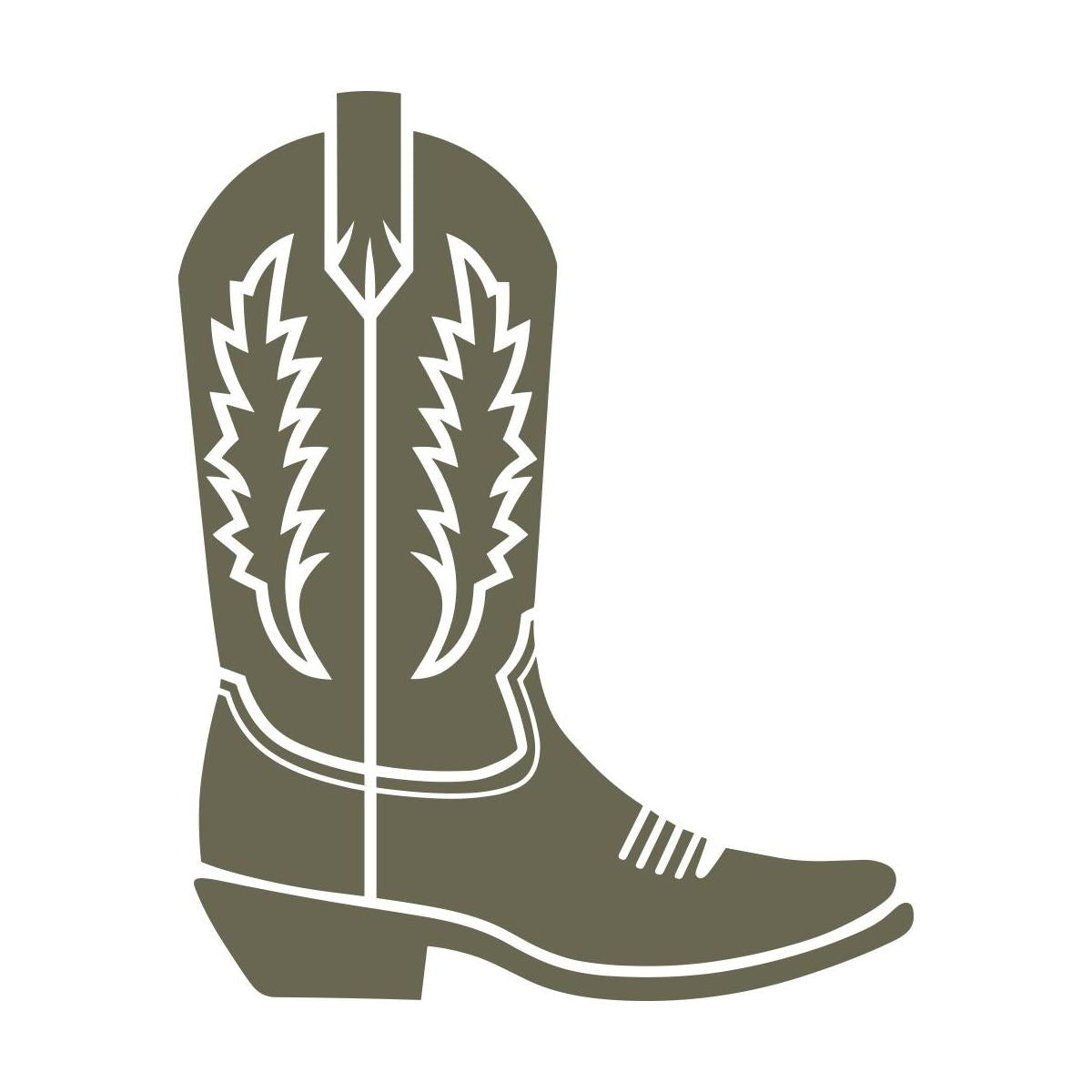 Western cowboy boot design featuring classic stitching details and a pointed toe—perfect for leathercraft projects with a rustic or country-inspired theme.
