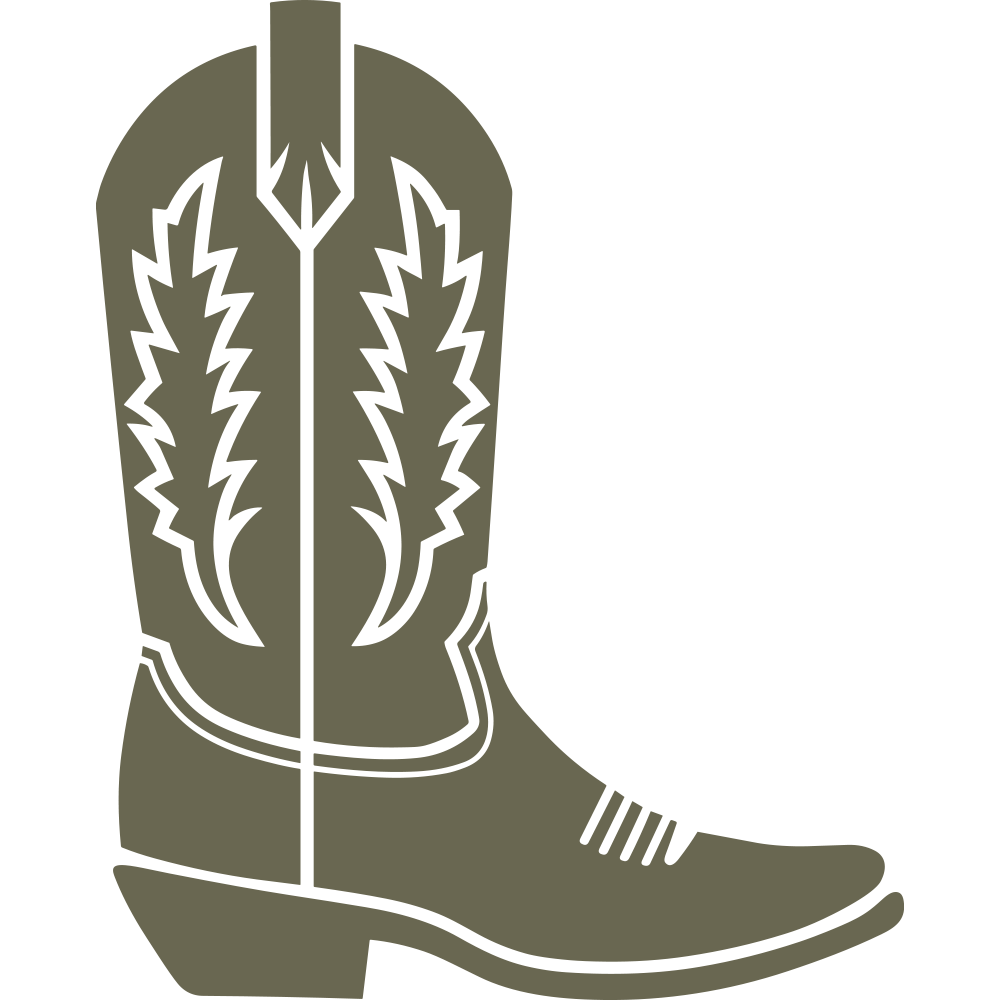 Western cowboy boot design featuring classic stitching details and a pointed toe—perfect for leathercraft projects with a rustic or country-inspired theme.
