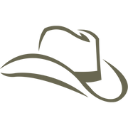 Simple line illustration of a cowboy hat with curved brim and crown, designed for use as a Delrin leather stamp.