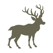 Silhouette illustration of a stag with large branching antlers, designed for use as a Delrin leather stamp.