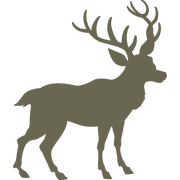 Silhouette illustration of a stag with large branching antlers, designed for use as a Delrin leather stamp.